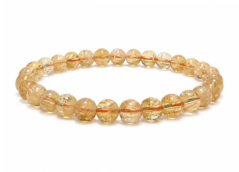 Bracelet Citrine Chauffée AA perles 6-7mm chez Arabesk