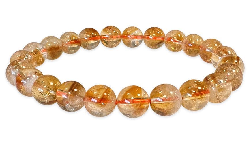 Bracelet Citrine chauffée A perles 7-8mm