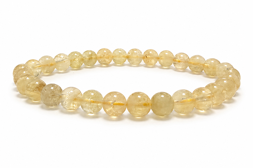 Bracelet Citrine naturelle AB perles 6mm