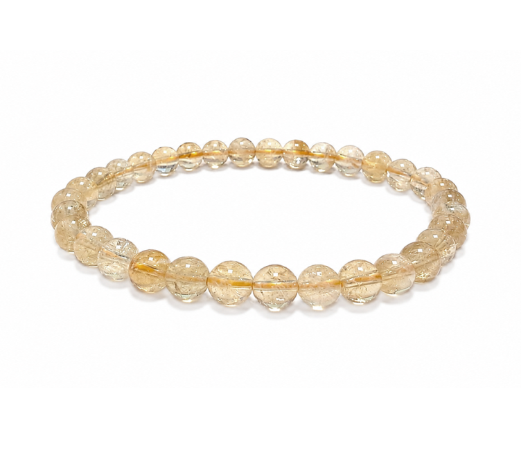 Bracelet Citrine Naturelle AA Perles 6mm