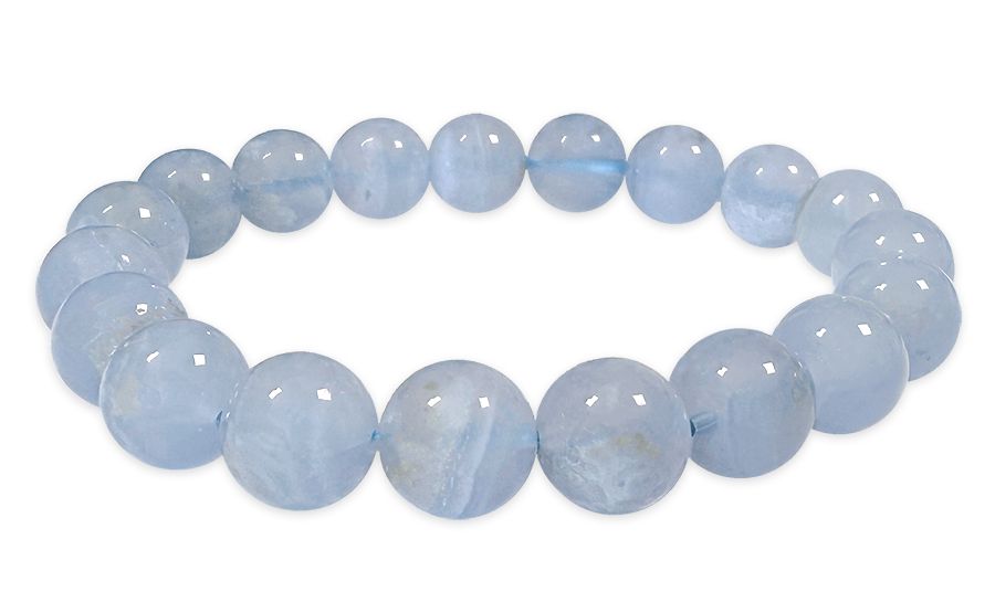 Bracelet Calcédoine bleue AA perles 10mm