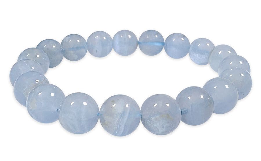 Bracelet Calcédoine bleue AA perles 10mm chez Arabesk