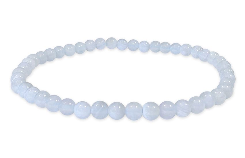 Blaues Chalcedon A Perlen Armband 4mm