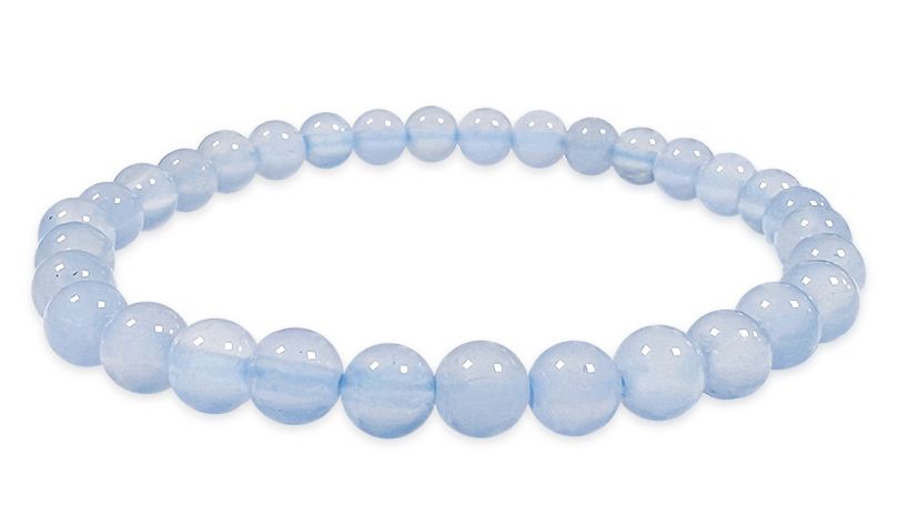 Blaues Chalcedon AAA Perlen Armband 6mm