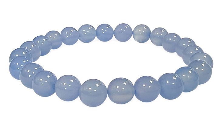 Bracelet Calcédoine bleue AAA perles 8mm chez Arabesk