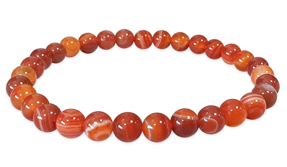 Bracelet Cornaline Rubanée A perles 6mm chez Arabesk
