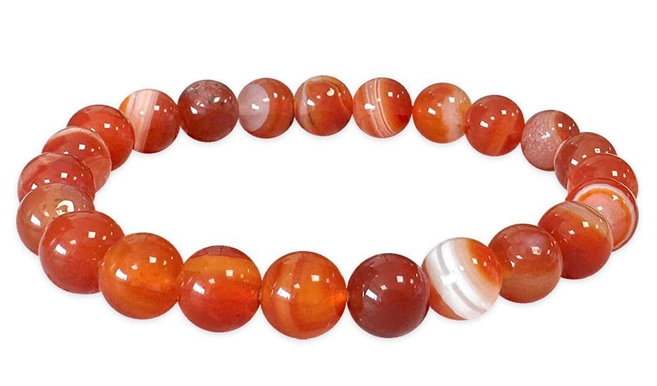 Bracelet Cornaline Rubanée A perles 8mm chez Arabesk