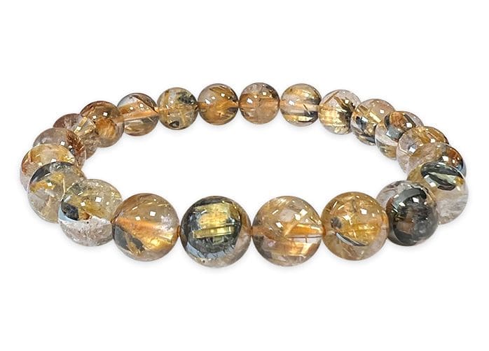 Bracelet Cristal de Roche Rutile Hematite AAA perles 7.5-8.5mm