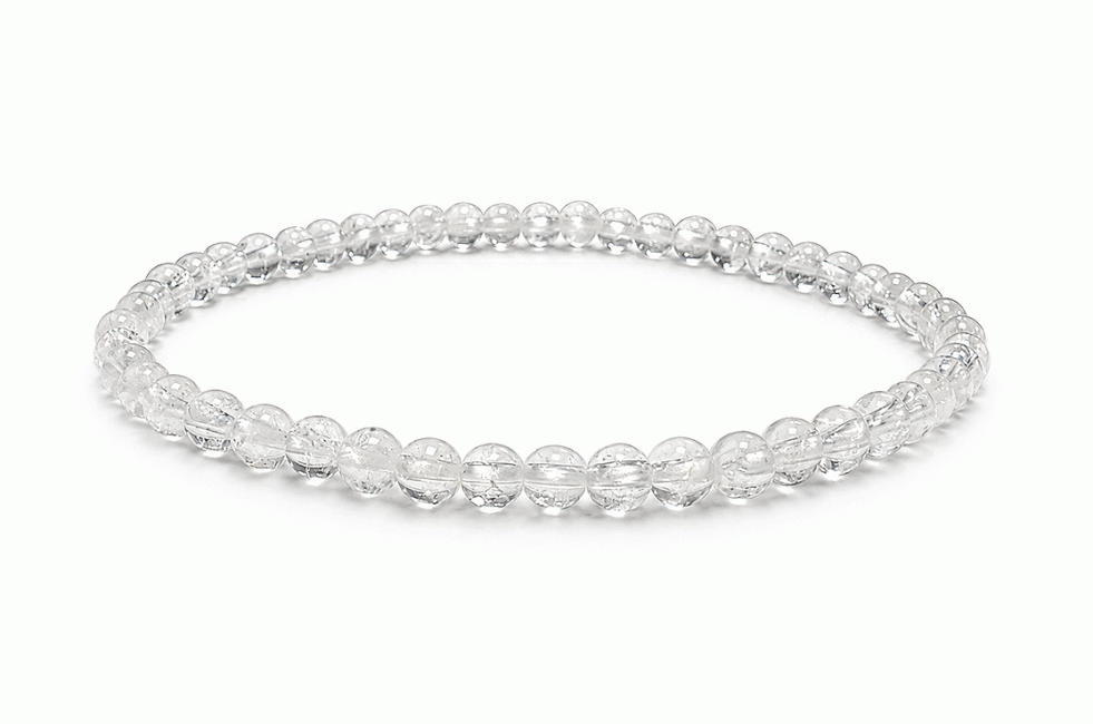 Bracelet Cristal de Roche Craquelé A Perles Rondes 4 mm chez Arabesk