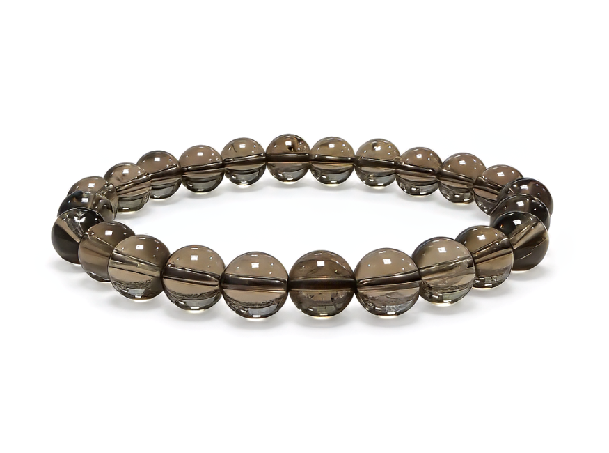 Bracelet Cristal de Roche Fumé A perles 8mm chez Arabesk