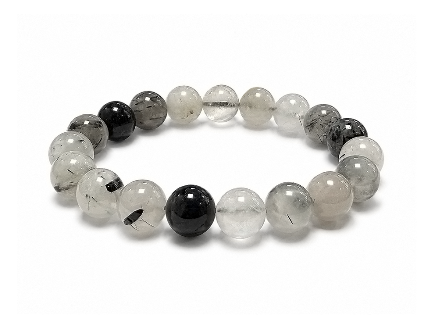 Bracelet Cristal de Roche Tourmaline A perles 10mm chez Arabesk