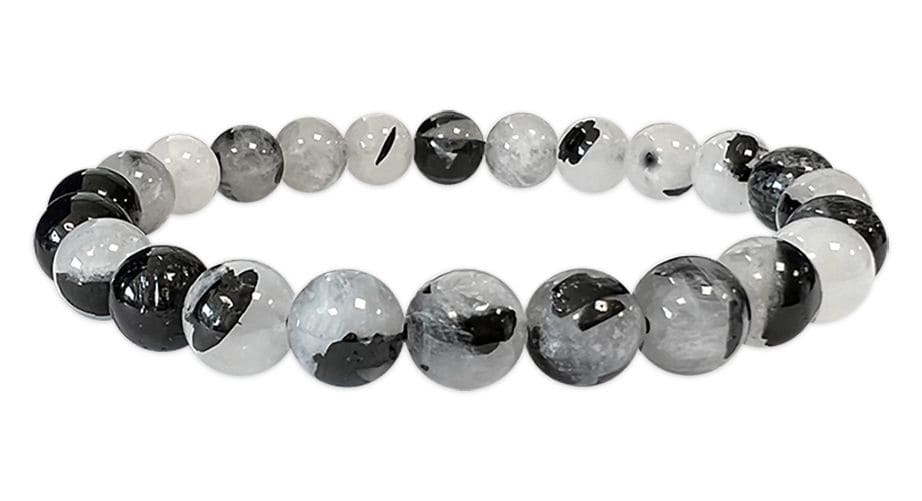 Bracelet Cristal de roche Tourmaline A perles 8mm chez Arabesk
