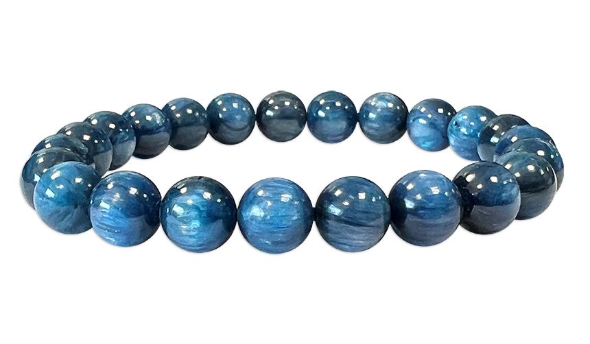 Bracelet Cyanite Bleue Chauffée AA perles 7-8mm