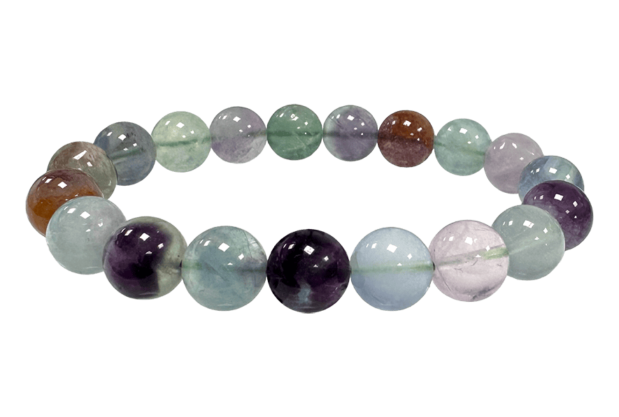 Bracelet Fluorite multicolore perles 10mm