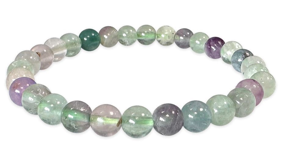 Bracelet Fluorite multicolore perles 6mm