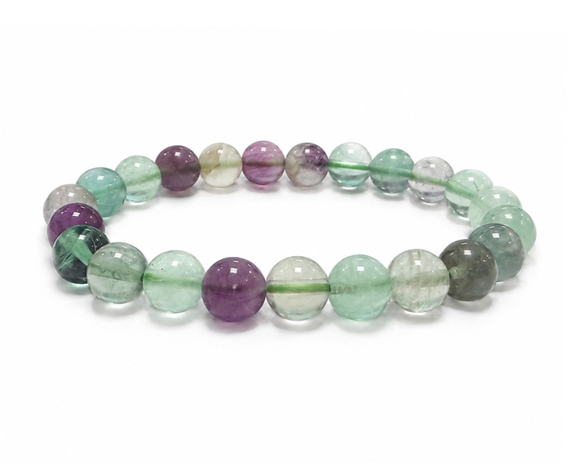 Bracelet Fluorite Multicolore A perles 8mm