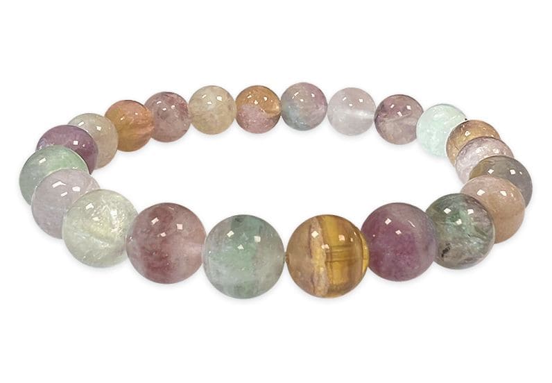 Bracelet Fluorite multicolore AA perles 6.5-7.5mm