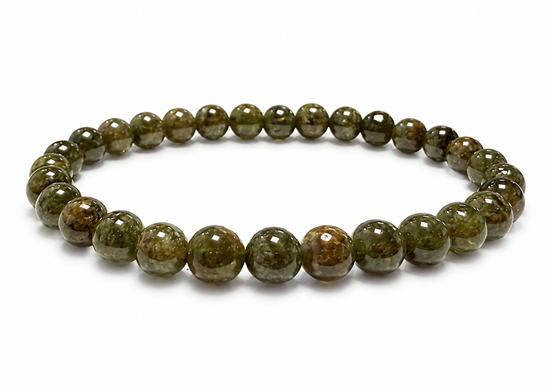 Bracelet Grenat Vert Grossulaire AA perles 5.5-6.5mm chez Arabesk