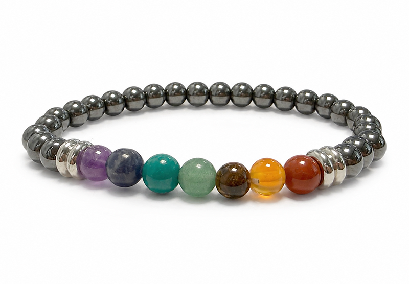 Bracelet Hématite A 7 Chakras perles 6mm chez Arabesk