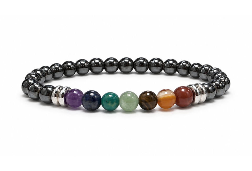 Bracelet Hématite A 7 Chakras perles 6mm chez Arabesk