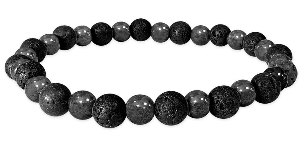 Bracelet Hematite & Pierre de lave perles 6mm