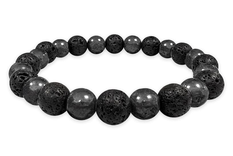 Bracelet Hematite & Pierre de lave perles 8mm