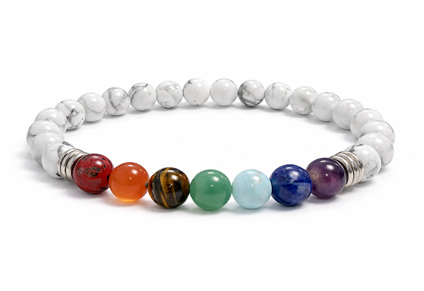 Bracelet Howlite 7 chakras A perles 6mm