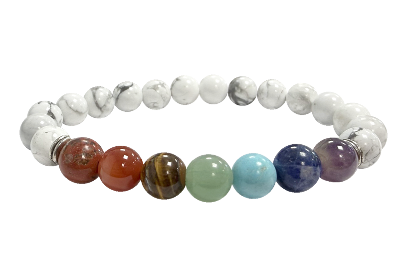 Bracelet Howlite 7 chakras A perles 8mm