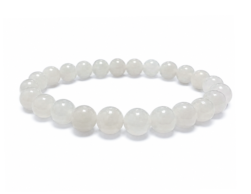 Bracelet Jade Blanc A Perles 8mm