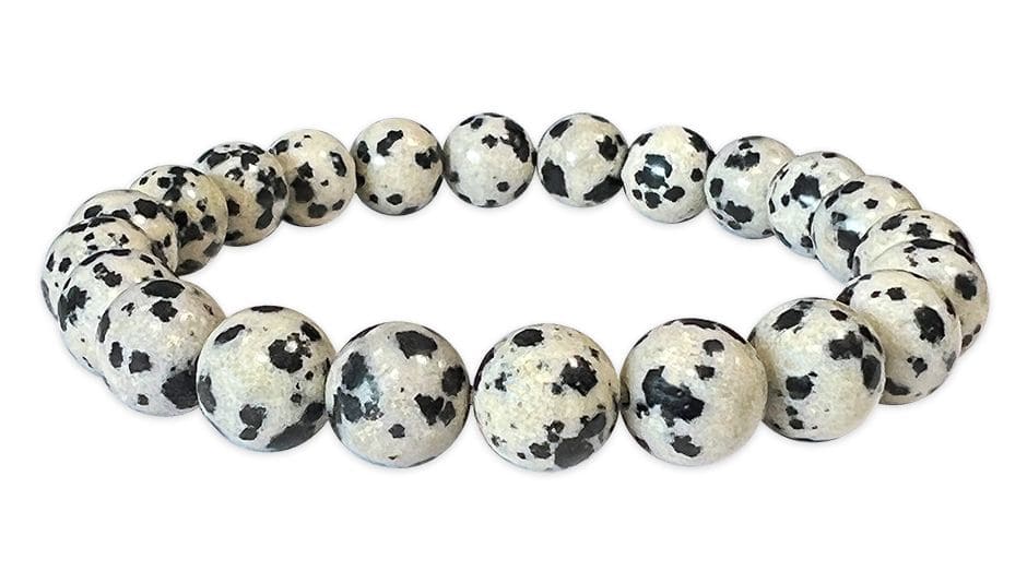 Bracelet Jaspe Dalmatien perles 8-9mm