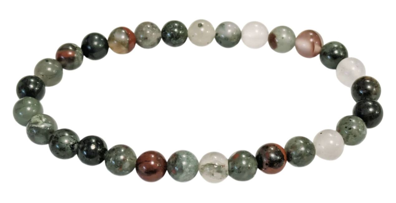 Bracelet Jaspe héliotrope Bloodstone perles 6-7mm