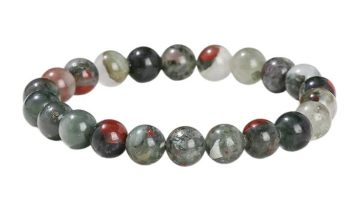 Bracelet Jaspe héliotrope Bloodstone perles 8-9mm