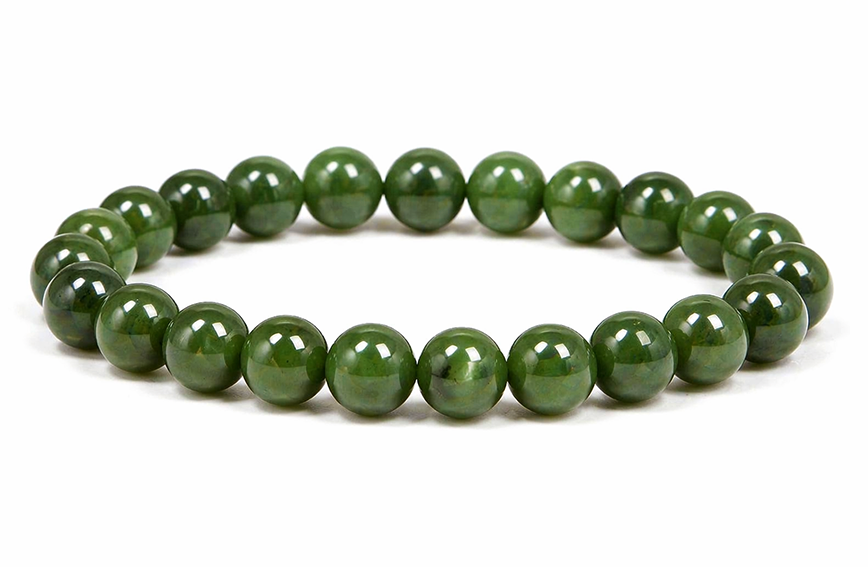 Bracelet Jade Néphrite Canada AA perles 8mm