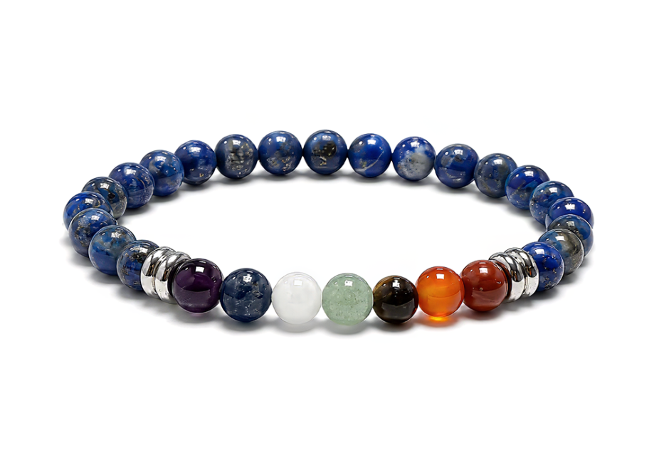 Bracelet Lapis Lazuli 7 Chakras A Perles 6 mm