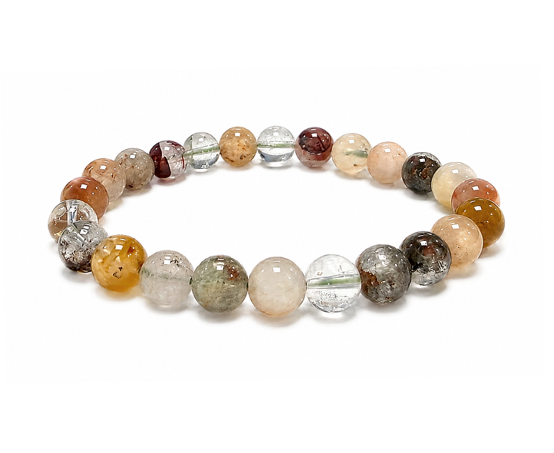 Bracelet Lodolite Multicolore A Perles 8mm
