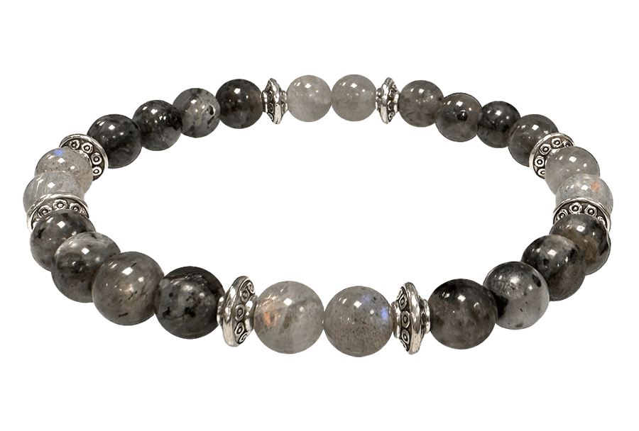 Labradorit, Larvikite & Charms A armband 6mm