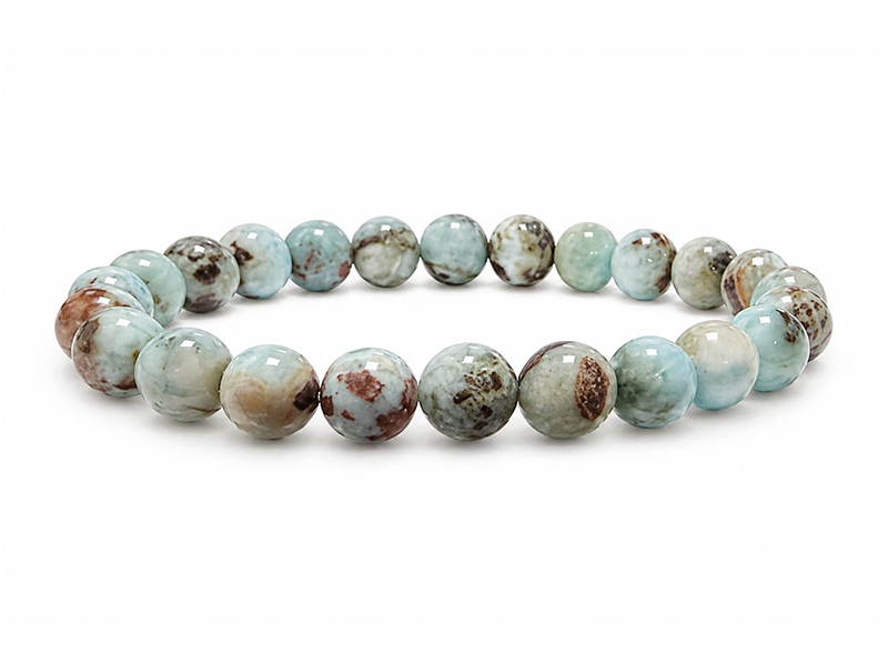 Bracelet Larimar AB perles 8mm chez Arabesk