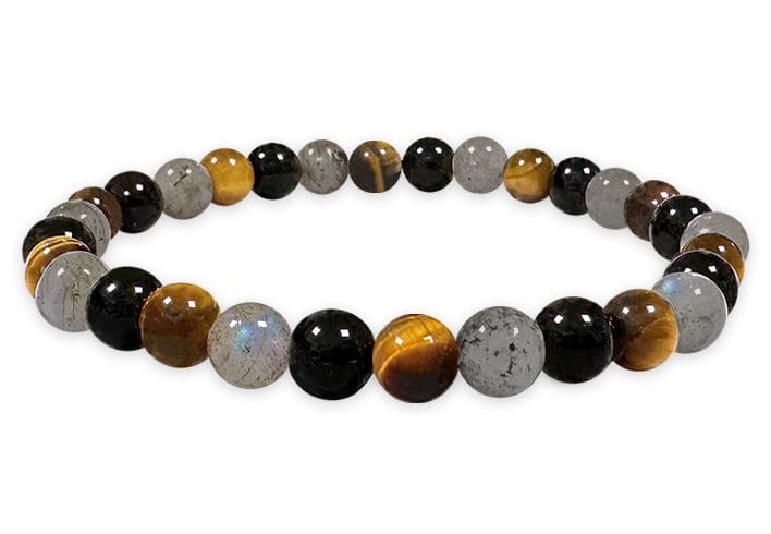 Bracelet Labradorite, Oeil de tigre, Onyx perles 6mm