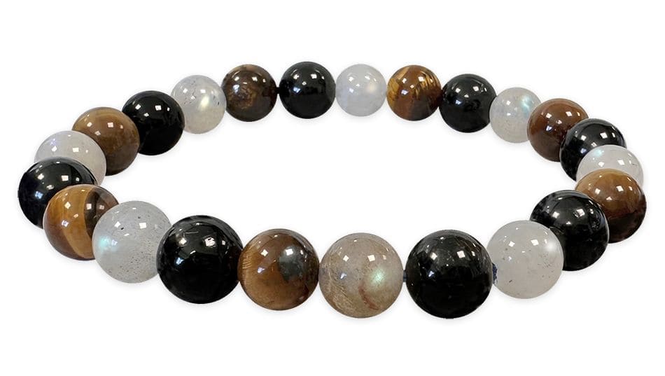 Bracelet Labradorite Oeil de tigre Tourmaline A perles 8mm chez Arabesk
