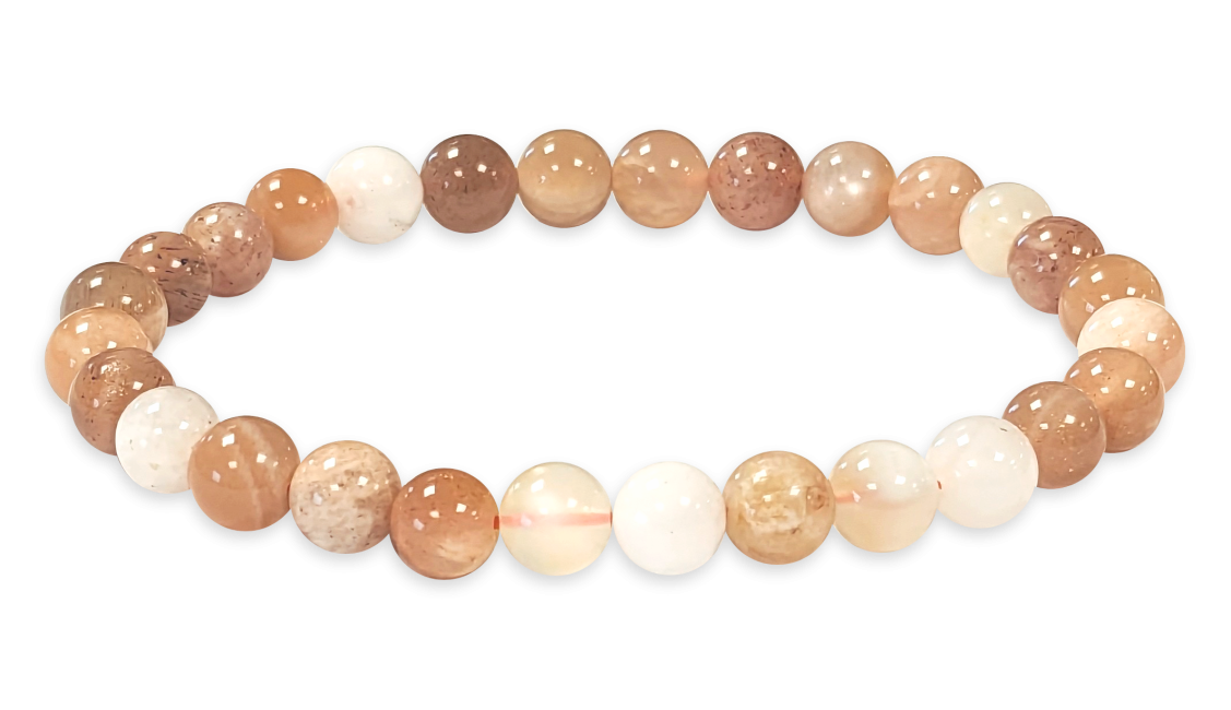 Mehrfarbiges Mondsteinarmband mit 6 mm Perlen
