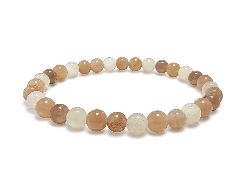 Bracelet Pierre de Lune Multicolore AB perles 6mm chez Arabesk