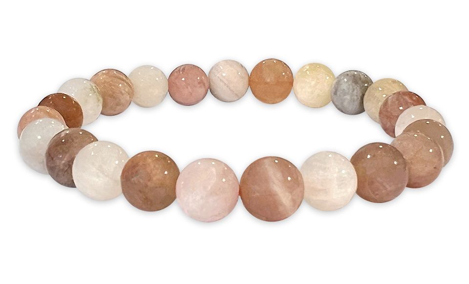 Bracelet pierre de lune multcolore perles 8mm
