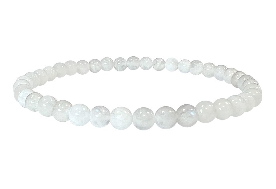 Bracelet pierre de lune blanche A perles 4mm