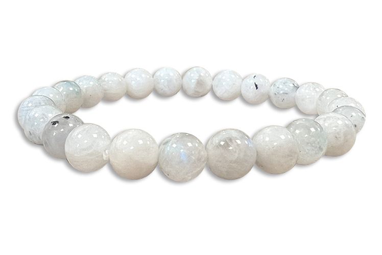 Bracelet pierre de lune blanche Peristerite A perles 8mm