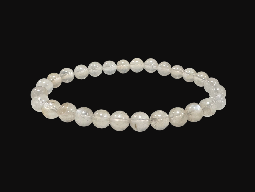 Bracelet pierre de lune blanche A perles 6-7mm