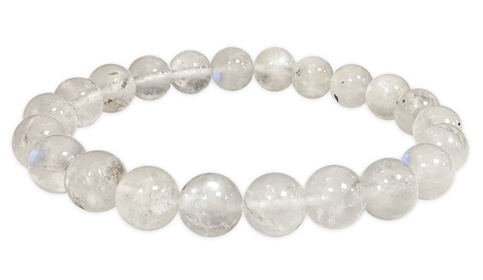 Bracelet pierre de lune blanche Peristerite perles 7.5-8.5mm