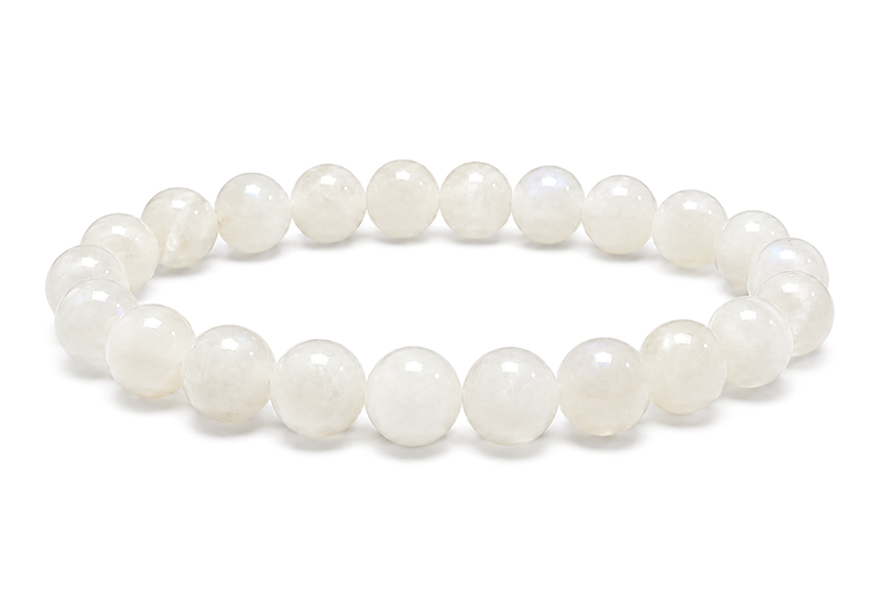 Bracelet Pierre de Lune Blanche Péristérite AB perles 7.5-8.5mm