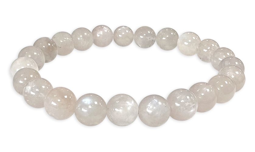 Bracelet pierre de lune blanche Peristerite A perles 7.5-8.5mm