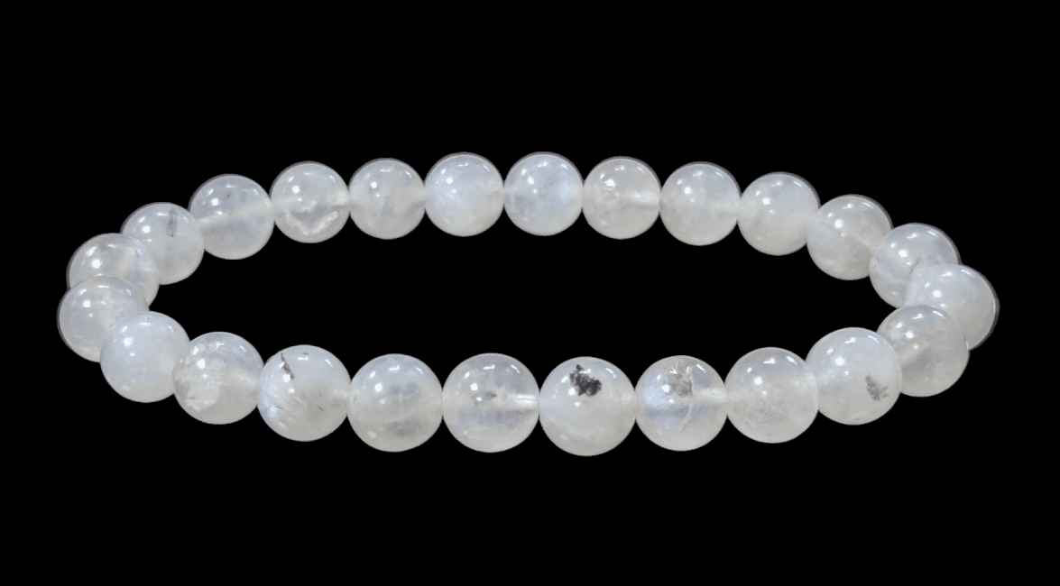 Bracelet Pierre de Lune Blanche Peristerite A perles 7.5-8.5mm chez Arabesk