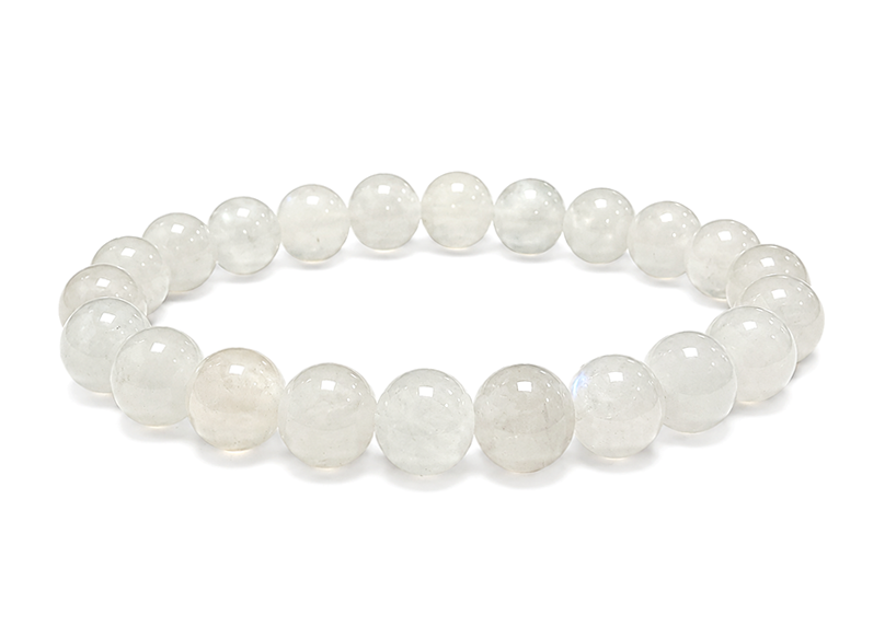 Bracelet Pierre de Lune Blanche Péristérite AA perles 8mm